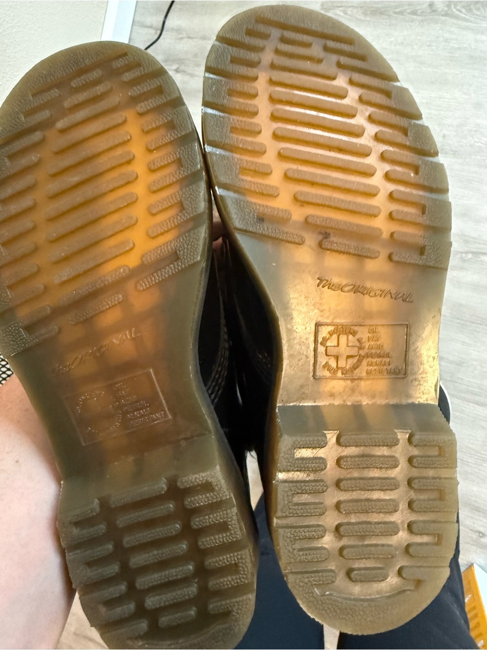 Dr. Martens Black Boots with Translucent Gum Soles - Picture 3 of 4